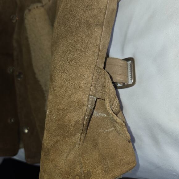 Vintage Distressed Suede Coat Delong Halloween Costume Prop Size 40 Brown - Picture 5 of 16